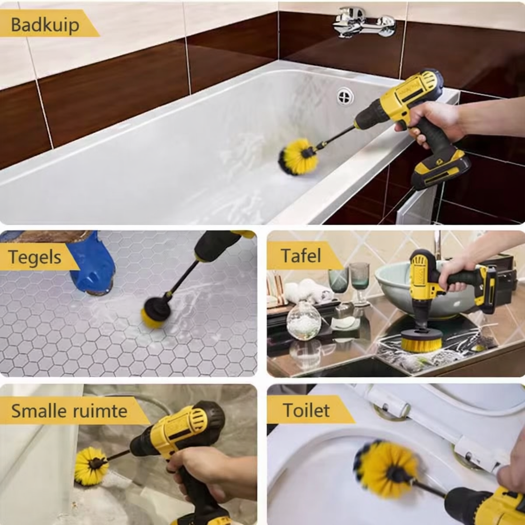 Ensemble professionnel de brosses pour perceuse à poils jaunes durs