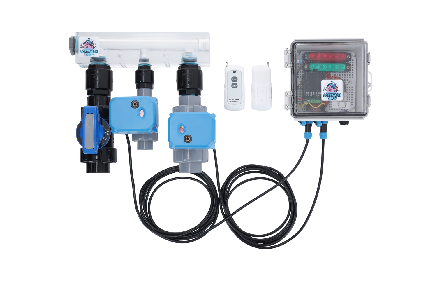 Softwash Chemical Remote 1/2 inch + 1 inch = 2 valve system + mixer inbegrepen