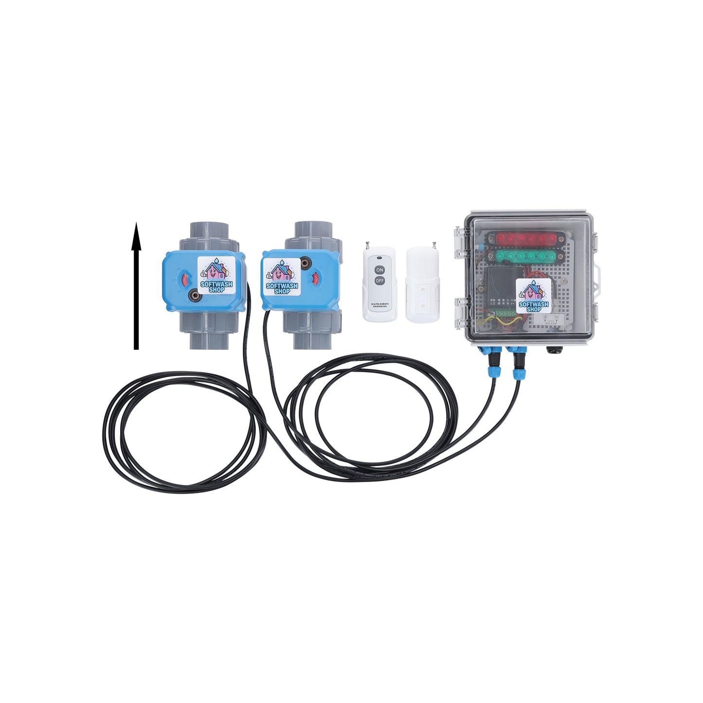 Softwash Chemical Remote 1 inch + 1 inch = 2 valve system